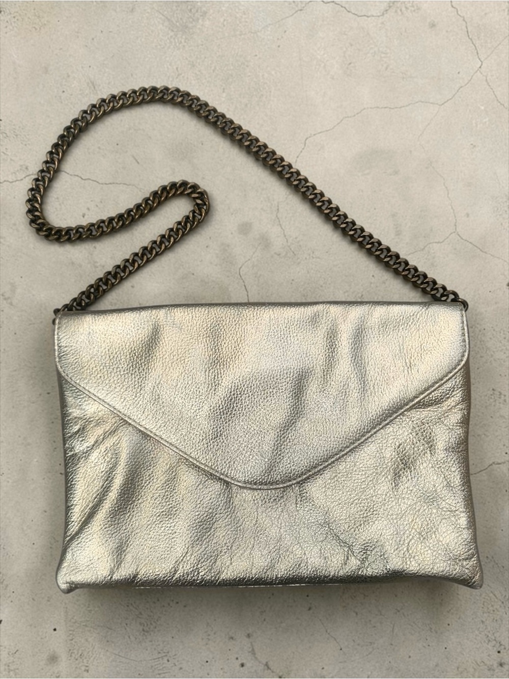 J. Crew Shiny Gold Leather Shoulder Bag